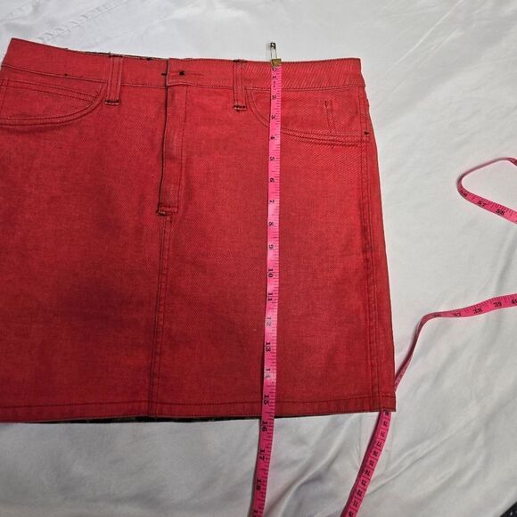 Y2K Tripp reversible animal print leopard red denim mini skirt L/XL - Picture 10 of 10